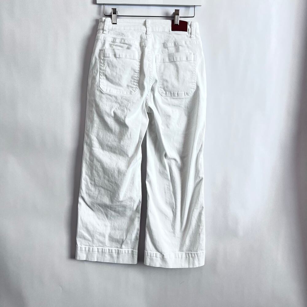 WOMENS WIDE LEG CROPPED JEANS HIGH WAISTED FRONT AND BACK POCKETS WHITE SIZE S - Picture 2 of 12